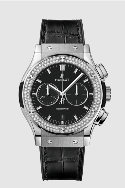 Chronograph titanium set with diamonds 42mm